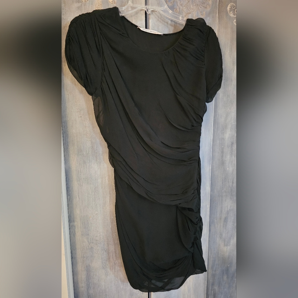 Diane Von Furstenberg - Black S/S Silk Rouched Dress (8)